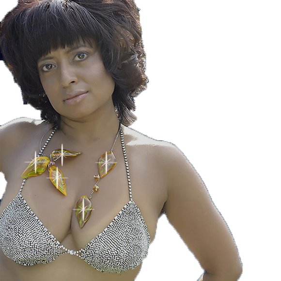 Tantric Daggers Wrap Necklace - Silver &Lampworked Glass (Amber tones) - Picture 2 of 3